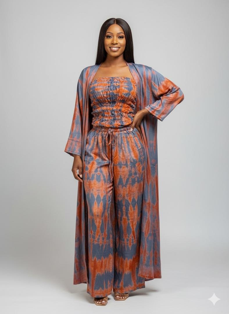 Ensemble deux pièces en tissu teinté artisanal – Image 2