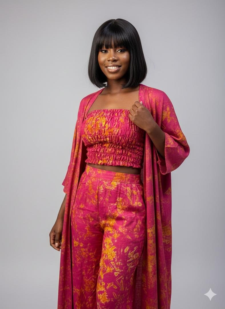 Ensemble deux pièces en tissu teinté artisanal – Image 4