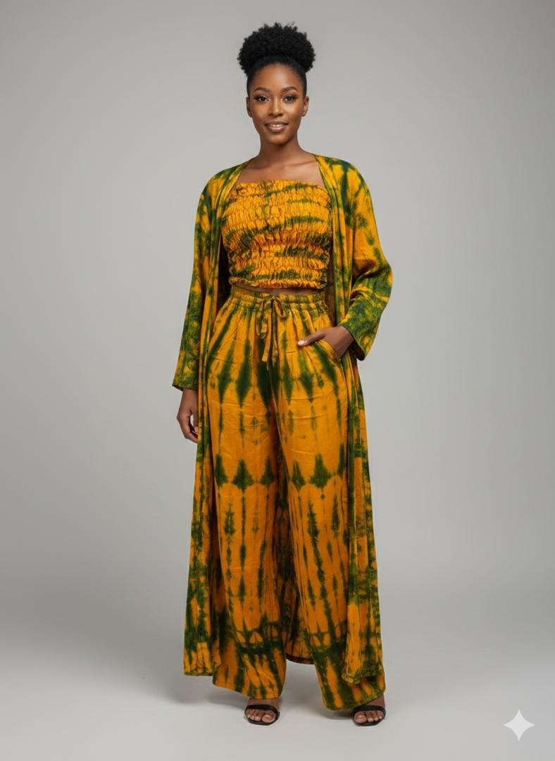 Ensemble deux pièces en tissu teinté artisanal